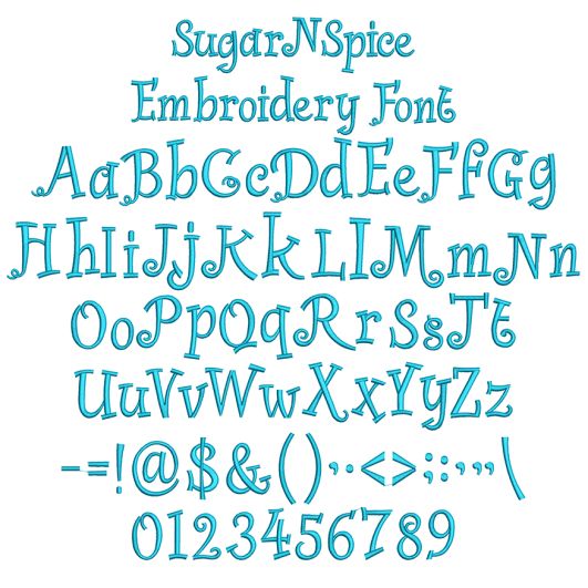 Sugar N Spice Embroidery Font | Machine Embroidery Designs by JuJu