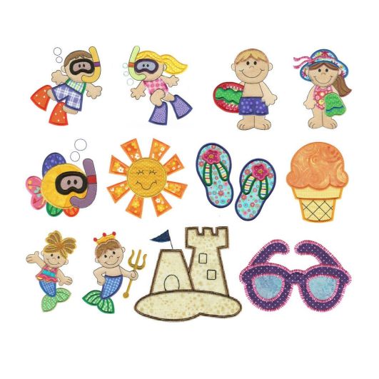 Summer Daze Applique Machine Embroidery Designs by JuJu 