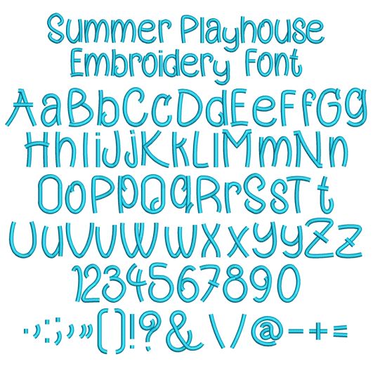 Summer Playhouse Embroidery Font | Machine Embroidery Designs by JuJu