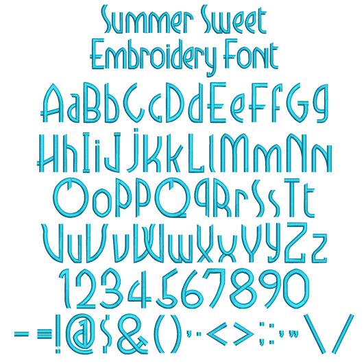 Summer Sweet Embroidery Font | Machine Embroidery Designs by JuJu