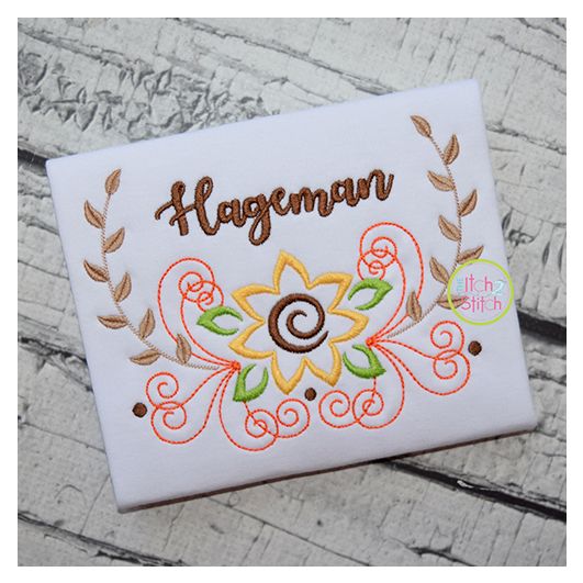 Sunflower Flourish Swag Embroidery | Machine Embroidery Designs by JuJu