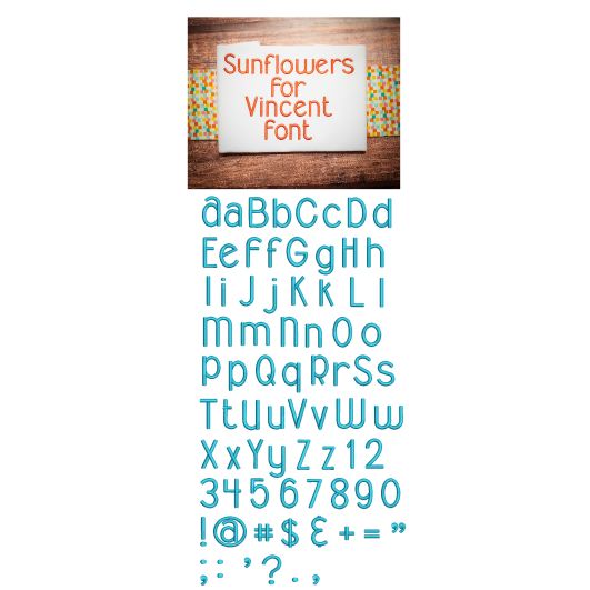 Sunflowers for Vincent Embroidery Font Machine Embroidery Designs by JuJu