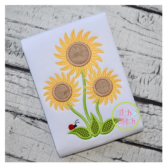 Sunflower Trio Applique | Machine Embroidery Designs by JuJu