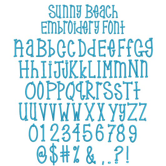 Sunny Beach Embroidery Font | Machine Embroidery Designs by JuJu