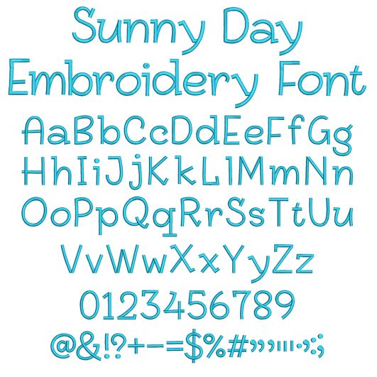 Sunny Day Embroidery Font | Machine Embroidery Designs by JuJu