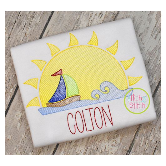 Sunset Sail Sketch | Machine Embroidery Designs by JuJu