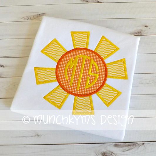Sunshine Monogram Frame | Machine Embroidery Designs by JuJu