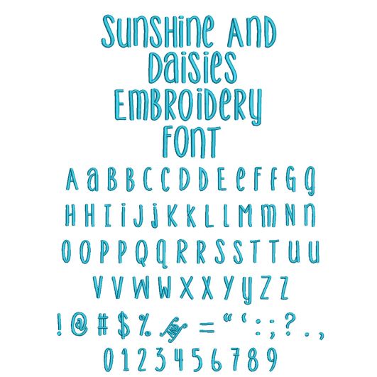 Sunshine and Daisies Embroidery Font Machine Embroidery Designs by JuJu