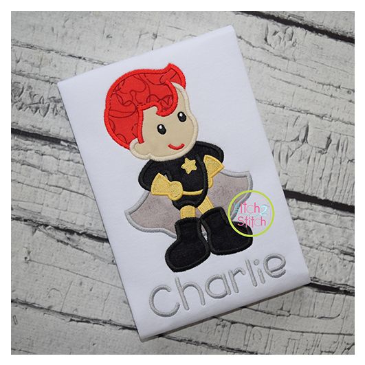 Superhero Standing Boy Applique | Machine Embroidery Designs by JuJu