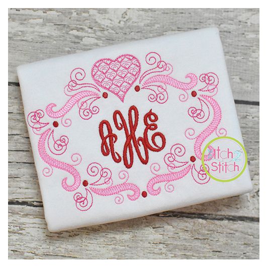 Super Swirly Heart Frame Sketch Embroidery Design | Machine Embroidery Designs by JuJu