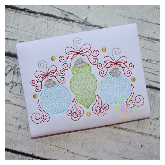 Super Swirly Ornament Trio Sketch Embroidery | Machine Embroidery Designs by JuJu