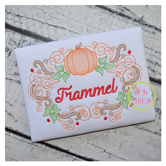 Super Swirly Pumpkin Frame Sketch Embroidery | Machine Embroidery Designs by JuJu