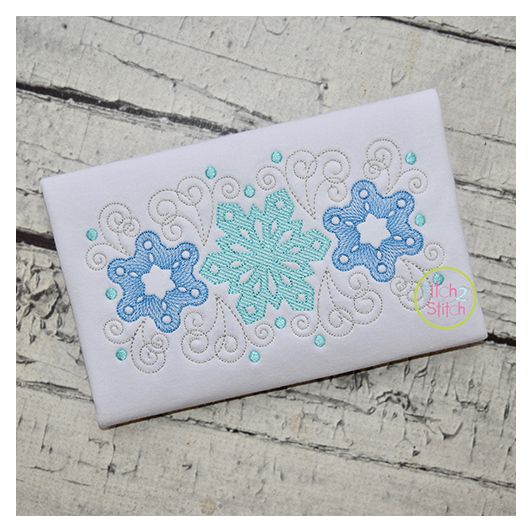 Super Swirly Snowflake Trio Sketch Embroidery | Machine Embroidery Designs by JuJu