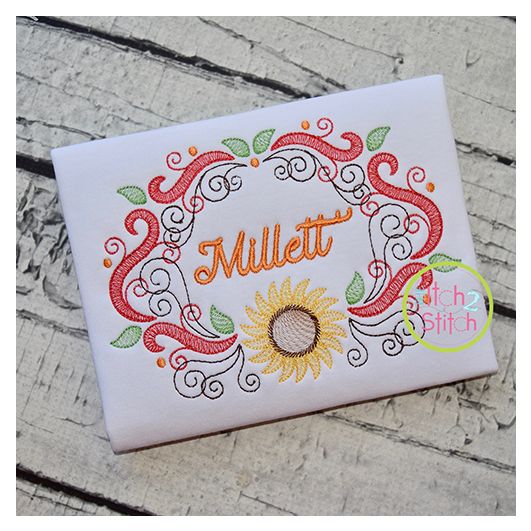 Super Swirly Sunflower Frame Sketch Embroidery | Machine Embroidery Designs by JuJu