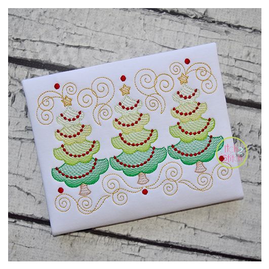 Super Swirly Tree Trio Sketch Embroidery | Machine Embroidery Designs by JuJu