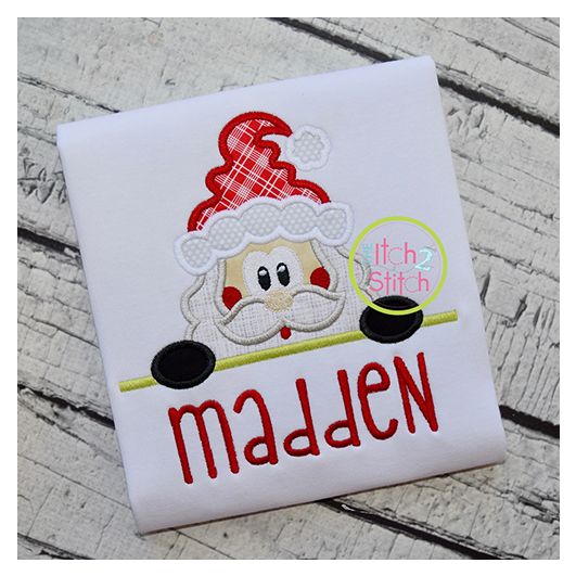 Surprised Santa Peeker Applique | Machine Embroidery Designs by JuJu