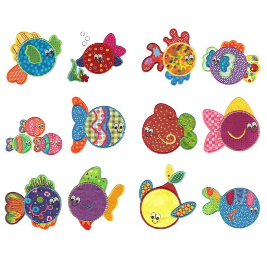Simply Sweet Fishies Applique Machine Embroidery Designs by JuJu 