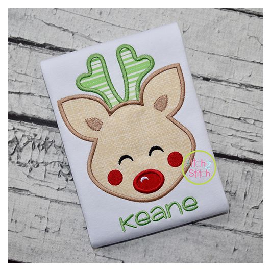 Sweet Deer Face Boy Applique | Machine Embroidery Designs by JuJu