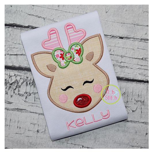 Sweet Deer Face Girl Applique | Machine Embroidery Designs by JuJu