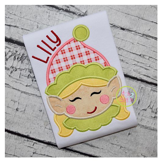 Sweet Elf Face Girl Applique | Machine Embroidery Designs by JuJu