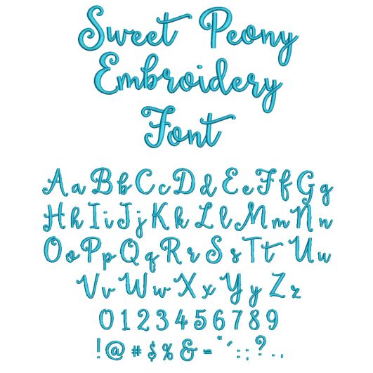 Sweet Peony Embroidery Font Machine Embroidery Designs by JuJu
