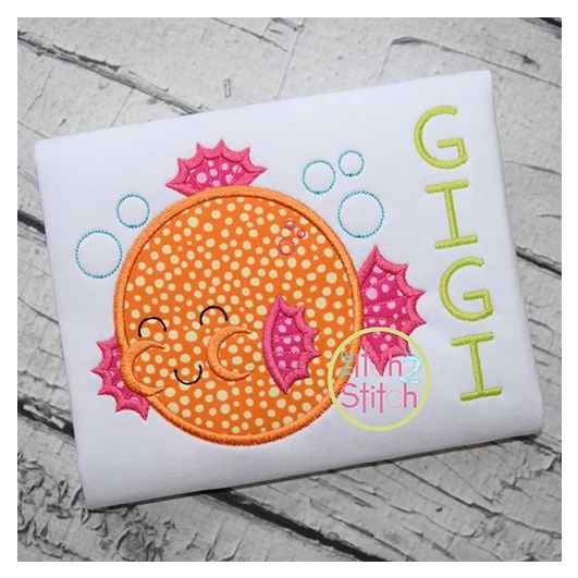 Sweet Pufferfish Applique | Machine Embroidery Designs by JuJu