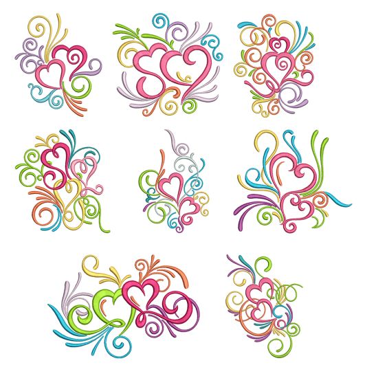 Swirly Hearts Machine Embroidery Designs by Juju