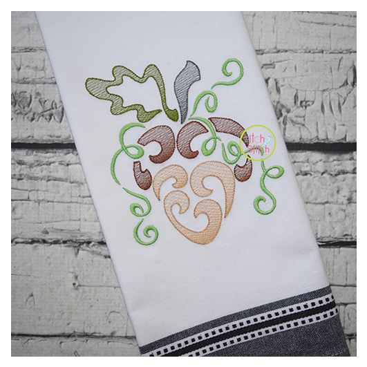 Swirly Acorn Sketch Embroidery | Machine Embroidery Designs by JuJu