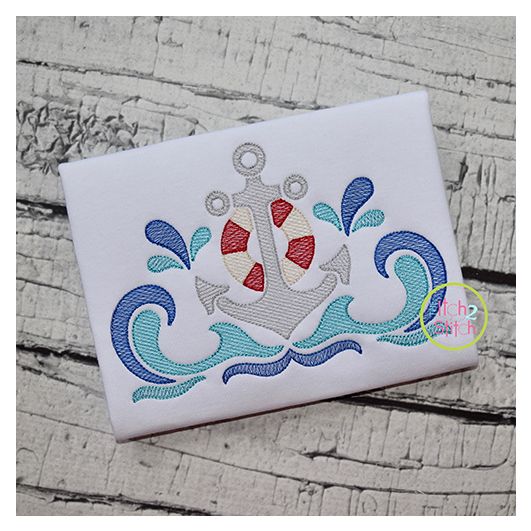 Swirly Anchor Sketch Embroidery | Machine Embroidery Designs by JuJu