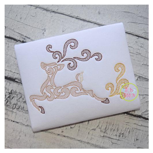 Swirly Deer Motif Embroidery | Machine Embroidery Designs by JuJu