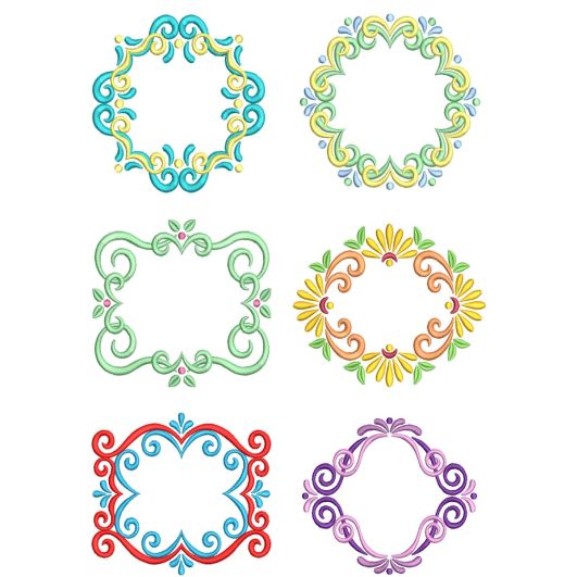 Swirly Frames Machine Embroidery Designs by JuJu