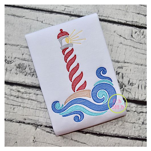 Swirly Lighthouse Sketch Embroidery | Machine Embroidery Designs by JuJu