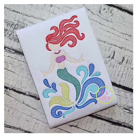 Swirly Mermaid Sketch Embroidery | Machine Embroidery Designs by JuJu