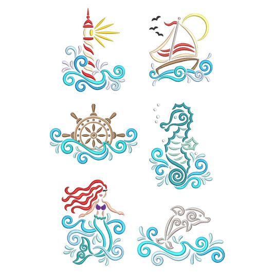 Swirly Nautical Machine Embroidery Designs by JuJu