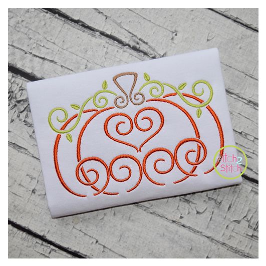 Swirly Short Pumpkin Embroidery | Machine Embroidery Designs by JuJu