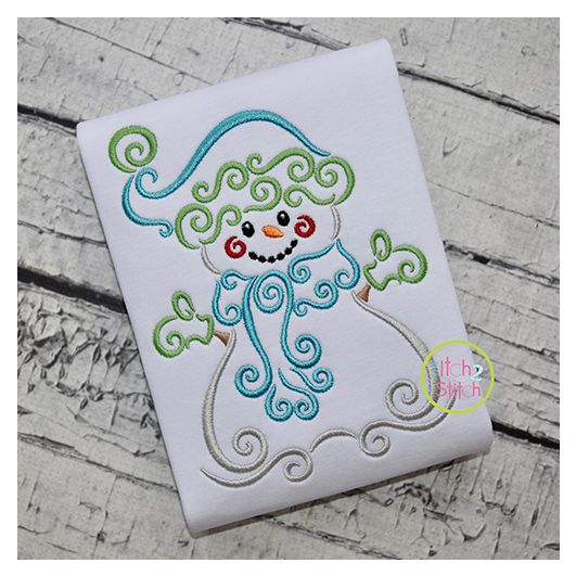 Swirly Snowman Embroidery | Machine Embroidery Designs by JuJu