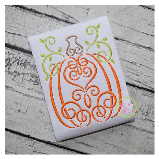 Swirly Tall Pumpkin Embroidery | Machine Embroidery Designs by JuJu