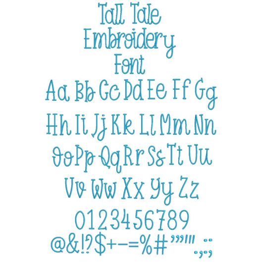 Tall Tale Embroidery Font | Machine Embroidery Designs by JuJu