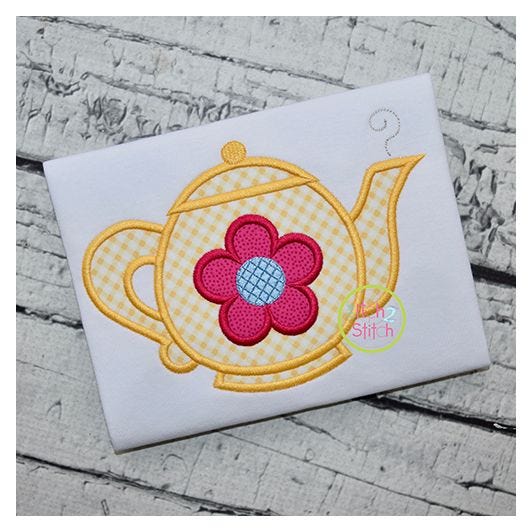 Teapot Applique | Machine Embroidery Designs by JuJu