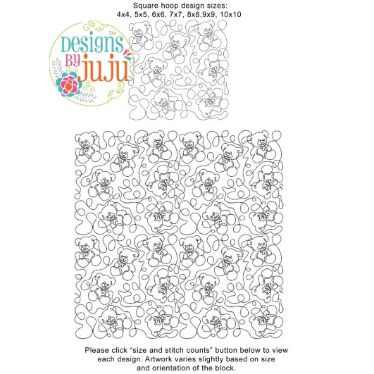 Teddy Bear End-to-End Quilting Embroidery Design | Machine Embroidery Designs by JuJu