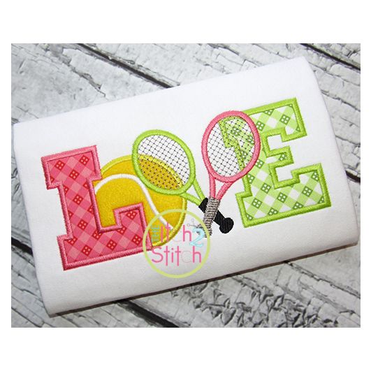 Tennis Love Applique | Machine Embroidery Designs by JuJu