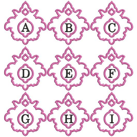 Modern Monogrammed Damask Applique