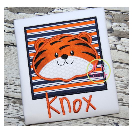 Tiger Face Box Applique | Machine Embroidery Designs by JuJu
