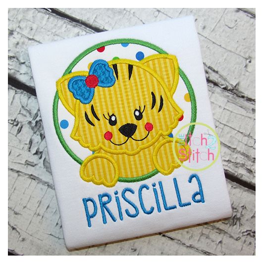 Tiger Circle Girl Applique | Machine Embroidery Designs by JuJu
