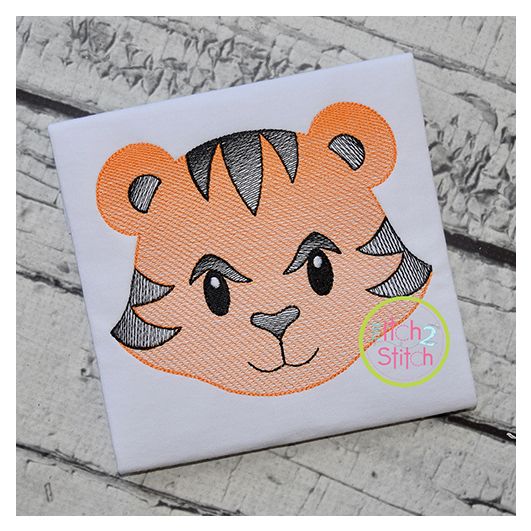 Tiger Face Boy Sketch Embroidery | Machine Embroidery Designs by JuJu
