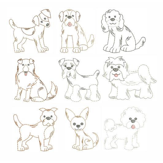 Top Dogs Vintage Stitch Machine Embroidery Designs by JuJu