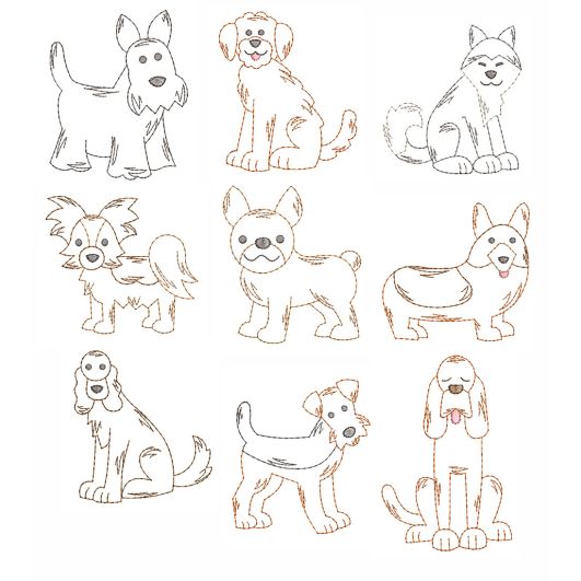 Top Dogs Vintage Stitch Machine Embroidery Designs by JuJu