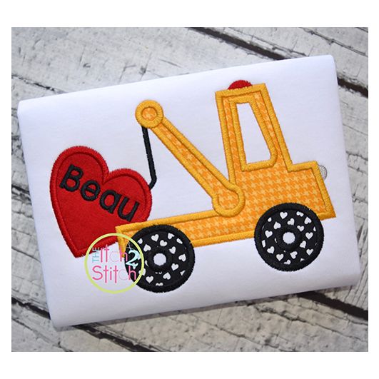 Tow Truck Heart Applique | Machine Embroidery Designs by JuJu