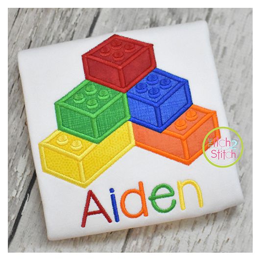 Toy Bricks Applique | Machine Embroidery Designs by JuJu