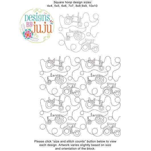 Tractors End-to-End Quilting | Machine Embroidery Designs by JuJu